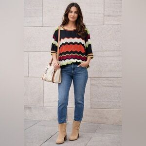 M Missoni Zigzag Knit Top Multicolor Chevron Style – Size 40 (US 6)